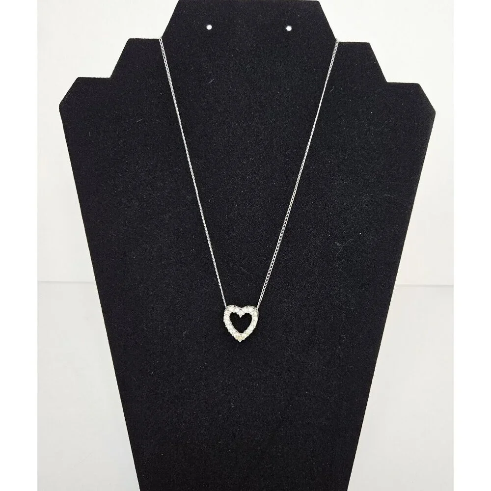 Vintage Sarah Coventry Heart Pendant Rhinestone Necklace 15